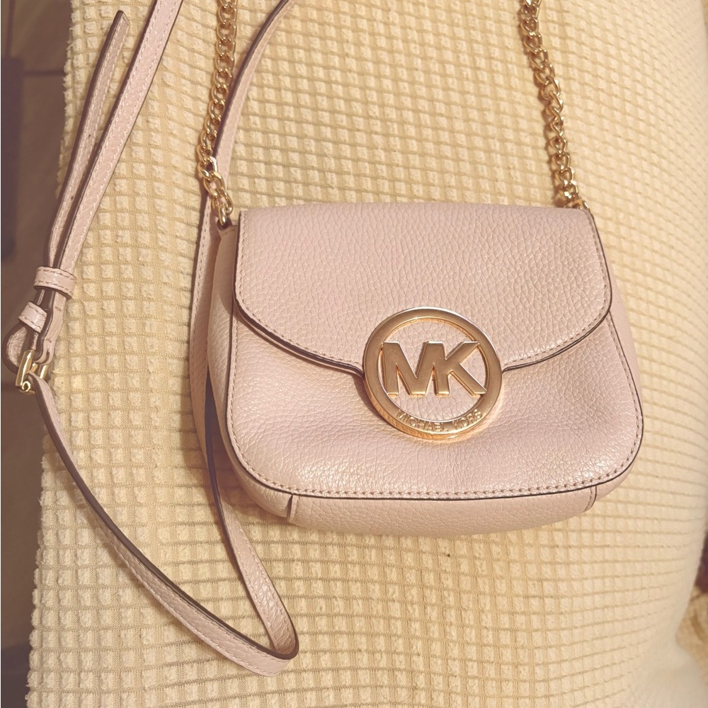 Michael Kors Light Pink Crossbody Bag with Gold Accents